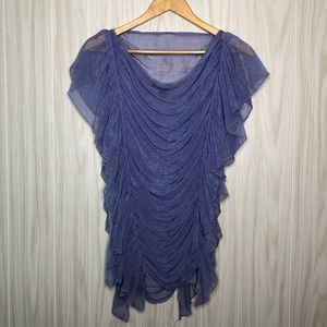Vicinity Ruffle Lavender Blouse Cap Sleeves Sz L